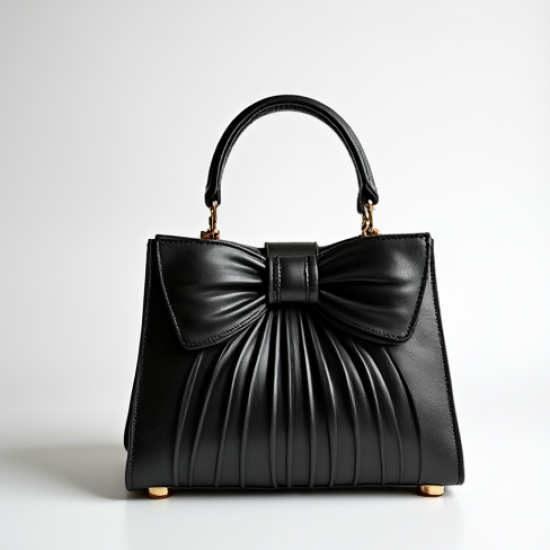 Pleated Top-Handle Bag with Bow Accent