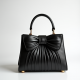 Pleated Top-Handle Bag with Bow Accent