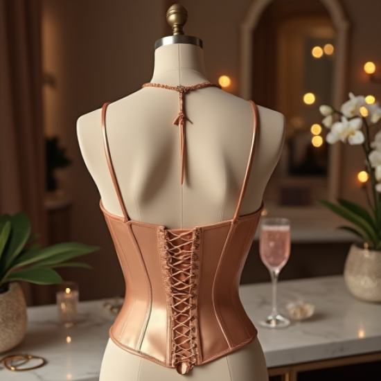 Satin Corset Top with Keyhole Back