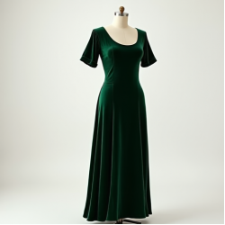 Velvet A-Line Party Dress with Slit Detail