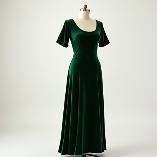 Velvet A-Line Party Dress with Slit Detail