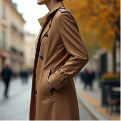 Double-Breasted Trench Coat with Belt Closure