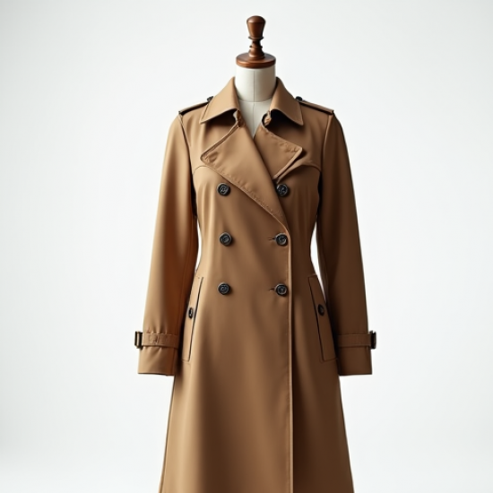 Double-Breasted Trench Coat with Belt Closure