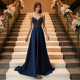A-Line Evening Gown with Slit Detail