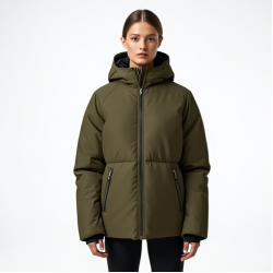 Cropped Puffer Coat in Earth Tones