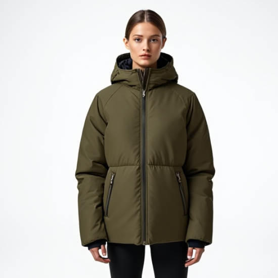 Cropped Puffer Coat in Earth Tones