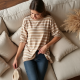 Striped Tunic Top in Solid Neutral