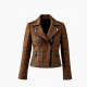 Bouclé Biker Jacket in Plaid Pattern