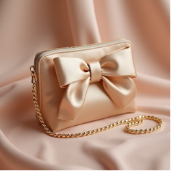 Satin Pouch Bag with Bow Accent