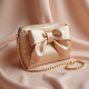 Satin Pouch Bag with Bow Accent