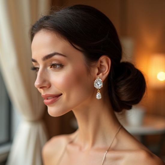 Rhinestone Drop Earrings with Cubic Zirconia