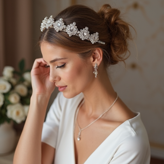Rhinestone Crystal Hairband with Cubic Zirconia