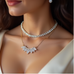 Rhinestone Choker Necklace with Cubic Zirconia