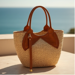 Woven Woven Basket Bag in Crocodile Pattern
