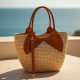 Woven Woven Basket Bag in Crocodile Pattern