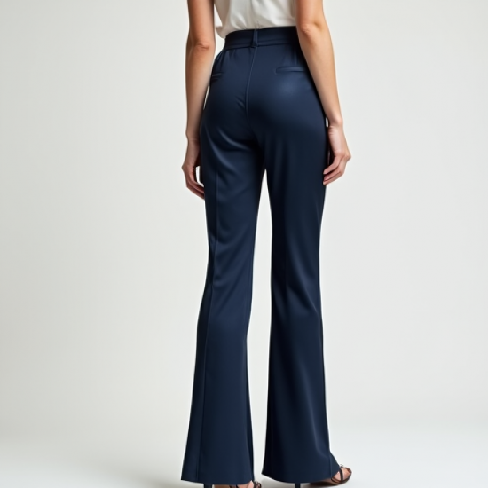Casual Flare Jeans in Pleated Satin