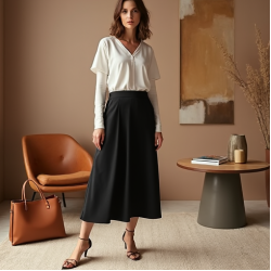 Cropped Midi Skirt with Side Slit
