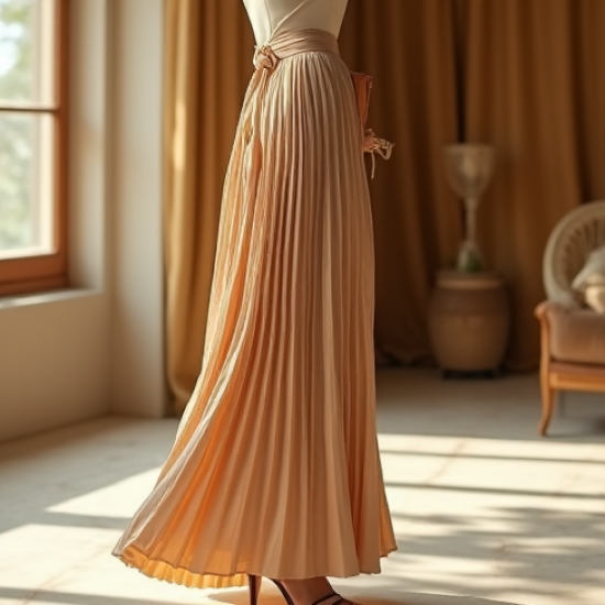 Wrap Maxi Skirt in Pleated Satin
