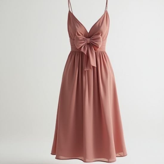 Chiffon Slip Dress with Bow Accent
