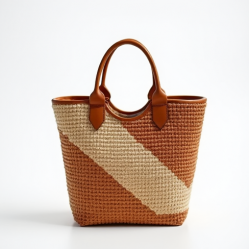 Woven Woven Basket Bag in Two-Tone Color