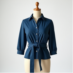 Button-Down Button-Up Shirt with Tie Front