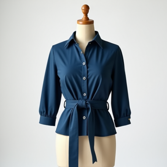 Button-Down Button-Up Shirt with Tie Front