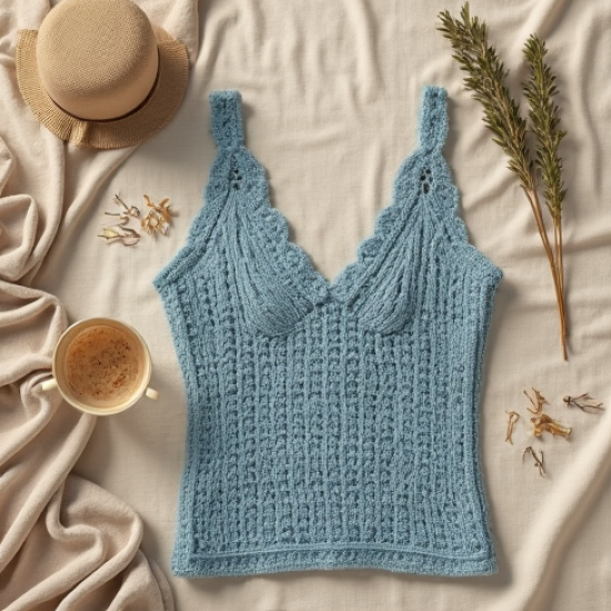 Crochet Cami Top with V-Neck