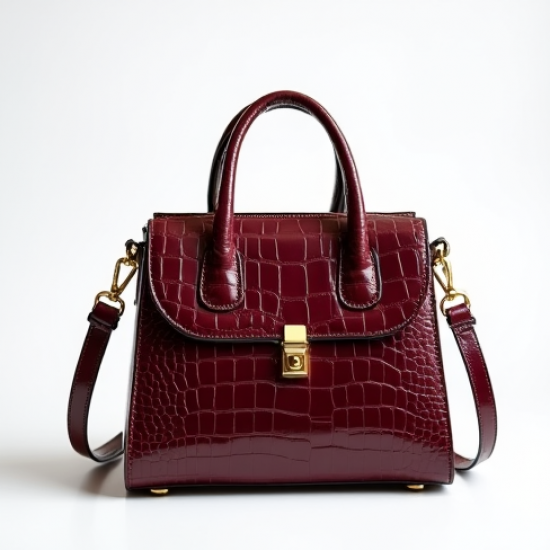 Faux Leather Shoulder Bag in Crocodile Pattern