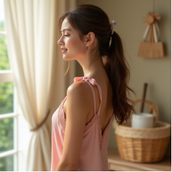 Lace Ribbon Cami Top with Lace Trim