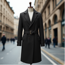 Wool Blend Overcoat with Belt Closure