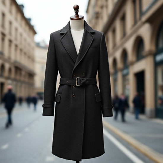 Wool Blend Overcoat with Belt Closure