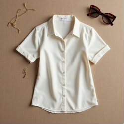 Linen Satin Blouse with Keyhole Back