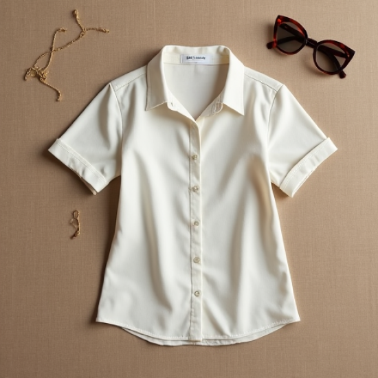 Linen Satin Blouse with Keyhole Back