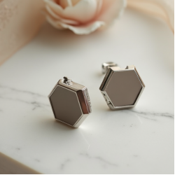 Silver-Tone Hoop Earrings in Geometric Shape