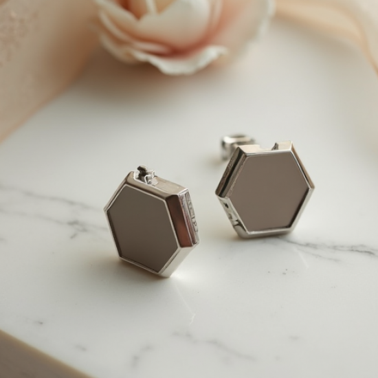 Silver-Tone Hoop Earrings in Geometric Shape