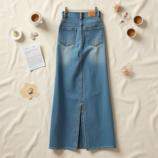 High-Waisted Maxi Skirt in Light Wash