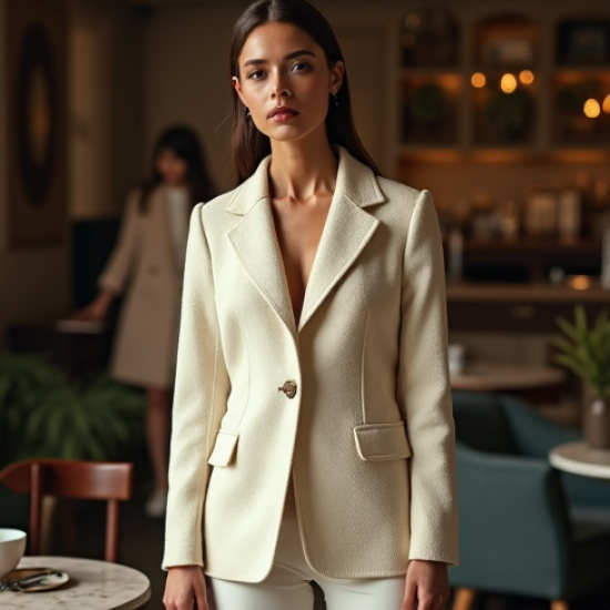 Casual Bouclé Jacket with Notch Lapel