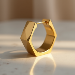 Gold-Plated Hoop Earrings in Geometric Shape