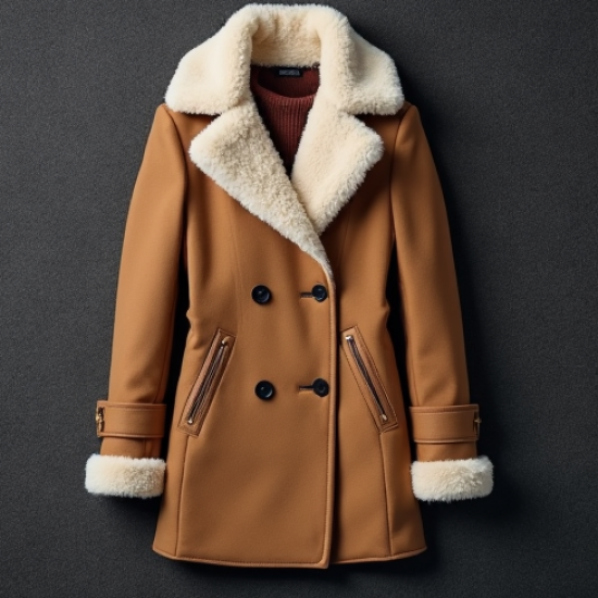 Faux Fur Peacoat with Shearling Trim