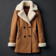 Faux Fur Peacoat with Shearling Trim