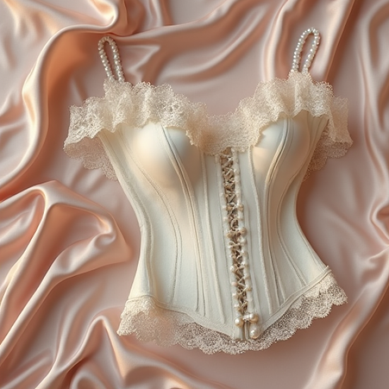 Lace Corset Top with Pearl Buttons