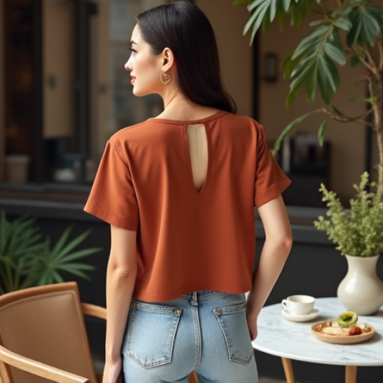 Crop Tunic Top with Keyhole Back