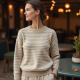 Striped Knit Sweater Top in Solid Neutral