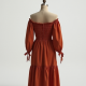 Off-Shoulder Peasant Dress with Puffed Sleeves