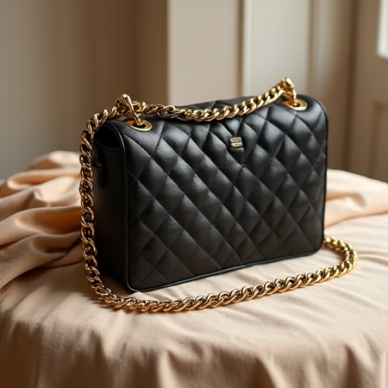 Quilted Shoulder Bag with Gold Chain