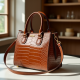 Structured Top-Handle Bag in Crocodile Pattern
