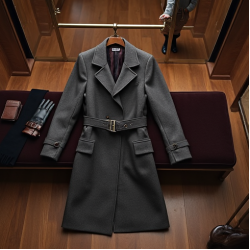 Wool Blend Overcoat with Belt Closure