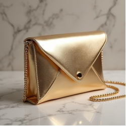 Metallic Envelope Clutch with Gold Chain