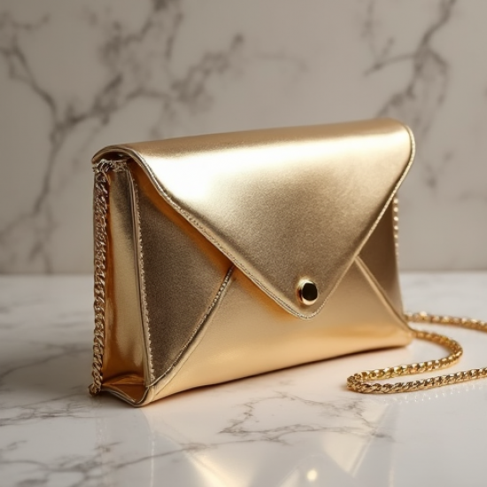 Metallic Envelope Clutch with Gold Chain
