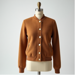 Bouclé Bomber Jacket with Gold Buttons